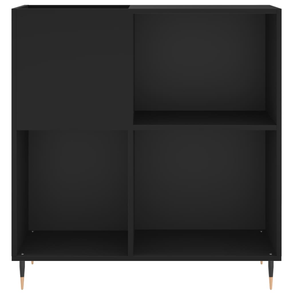 Record Cabinet Black Engineered Wood 33.3 x 15.0 x 35.0 in Modern