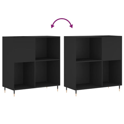 Record Cabinet Black Engineered Wood 33.3 x 15.0 x 35.0 in Modern