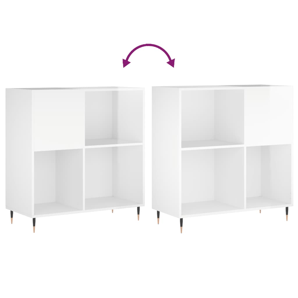 Record Cabinet Glossy white Engineered wood, iron Medium