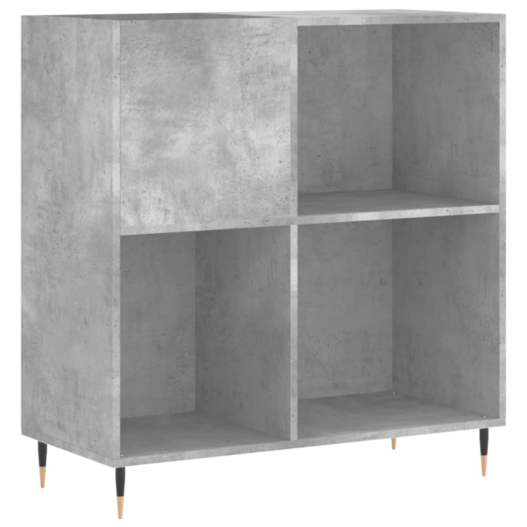 Record Cabinet Concrete Gray Engineered Wood Medium
