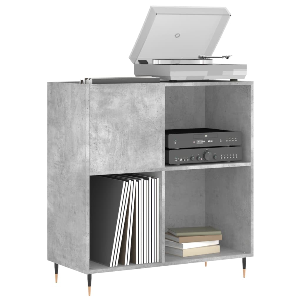 Record Cabinet Concrete Gray Engineered Wood Medium