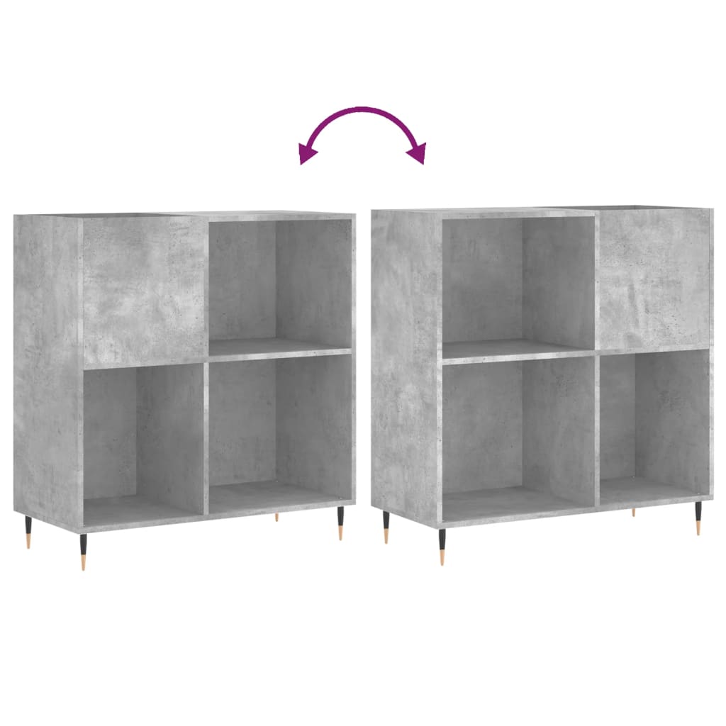 Record Cabinet Concrete Gray Engineered Wood Medium