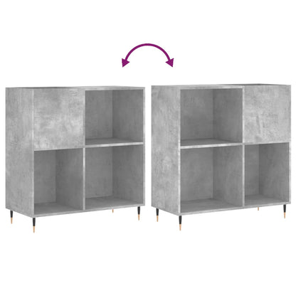 Record Cabinet Concrete Gray Engineered Wood Medium