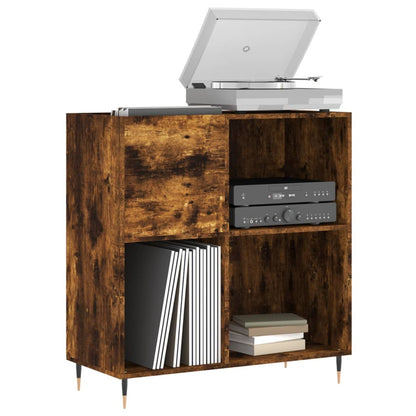 Record Cabinet Smoked Oak Engineered Wood, Iron