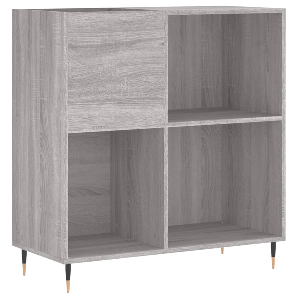 Record Cabinet Grey Sonoma Made from Engineered Wood, Iron Medium