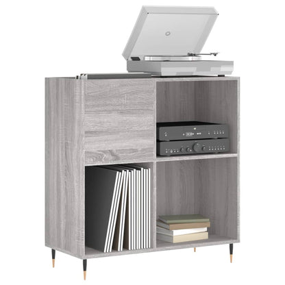 Record Cabinet Grey Sonoma Made from Engineered Wood, Iron Medium