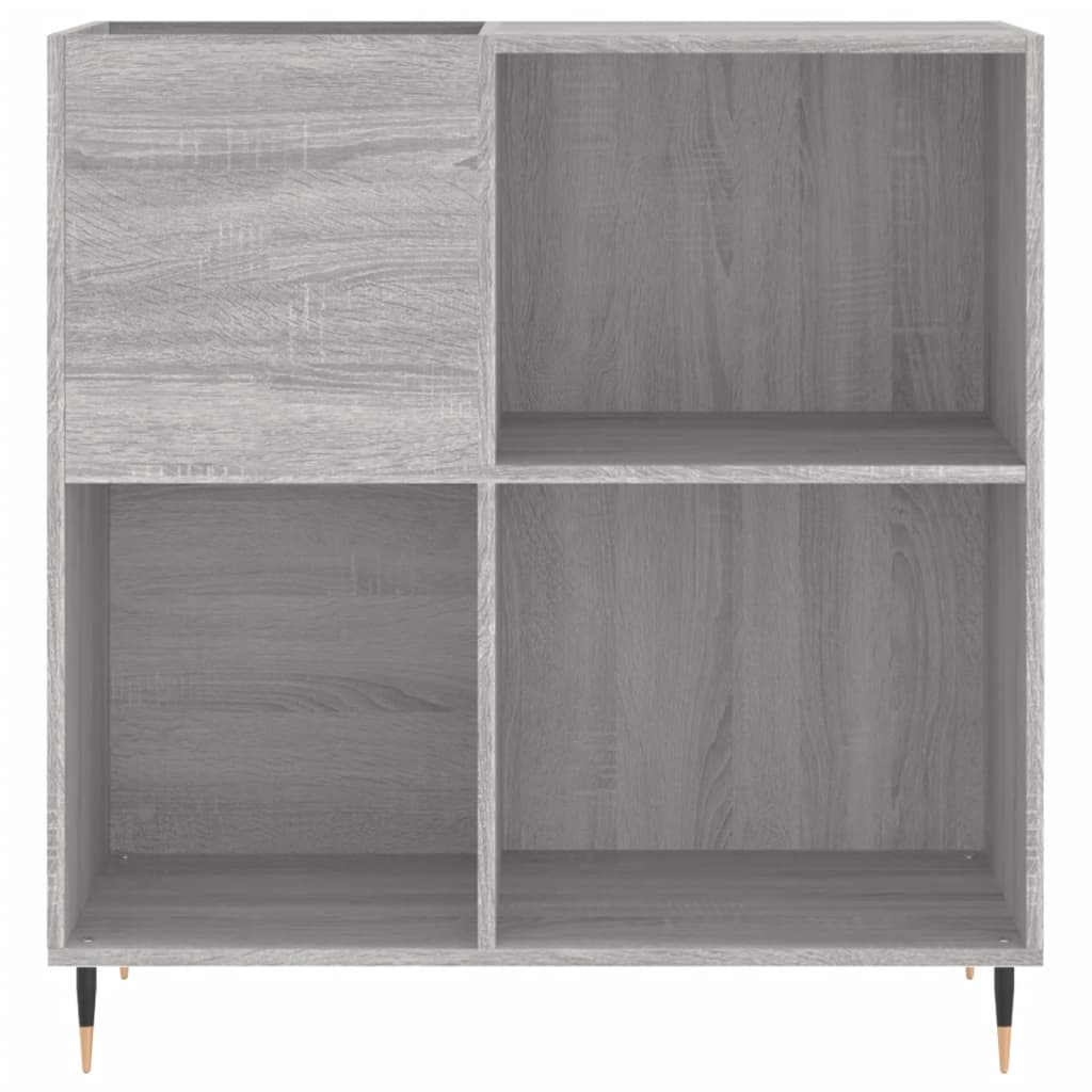 Record Cabinet Grey Sonoma Made from Engineered Wood, Iron Medium