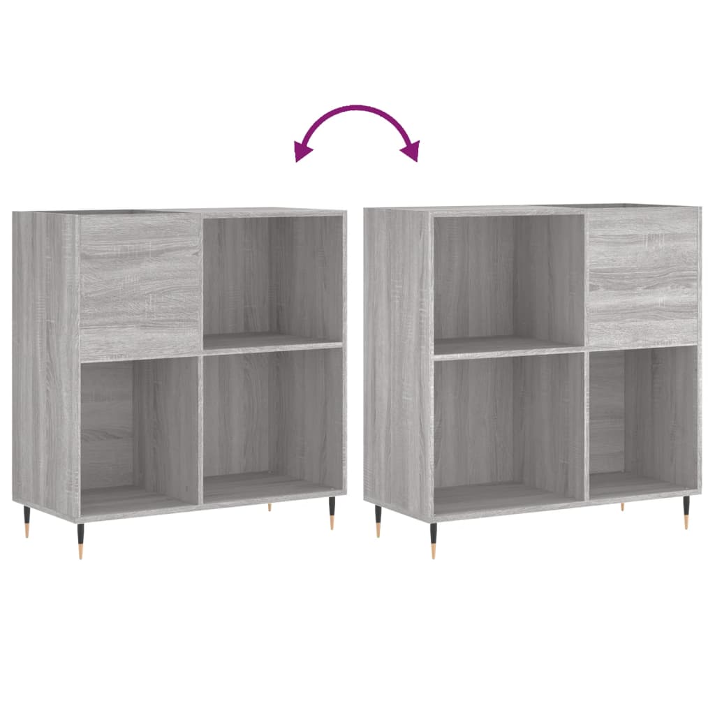 Record Cabinet Grey Sonoma Made from Engineered Wood, Iron Medium