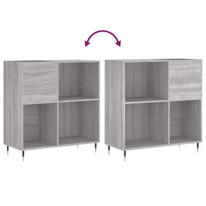 Record Cabinet Grey Sonoma Made from Engineered Wood, Iron Medium