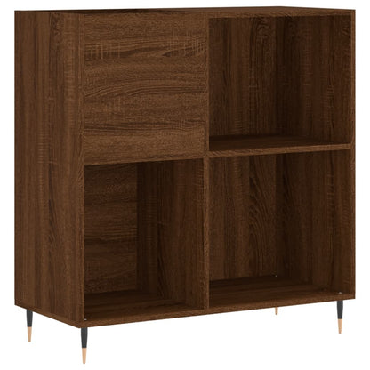 Record Cabinet Brown Oak Engineered Wood, Iron Medium