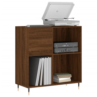 Record Cabinet Brown Oak Engineered Wood, Iron Medium