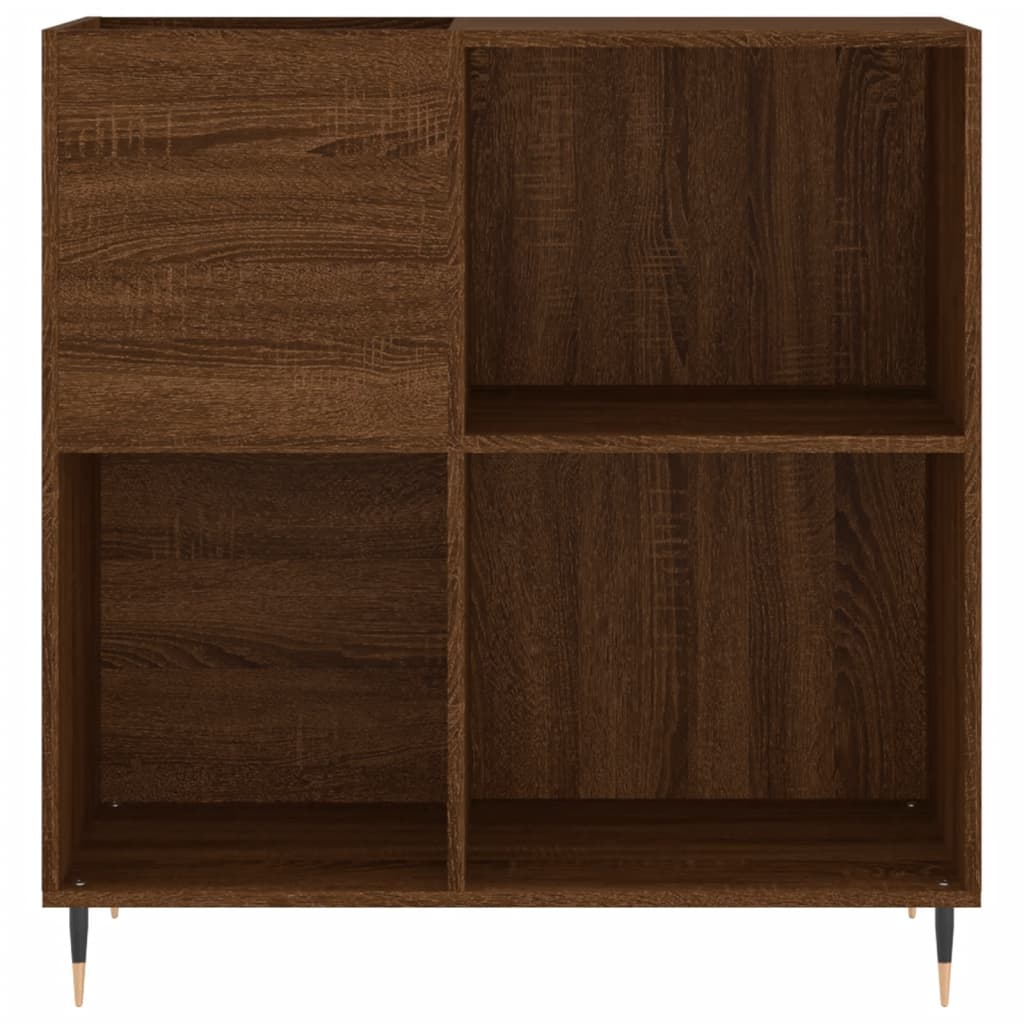 Record Cabinet Brown Oak Engineered Wood, Iron Medium