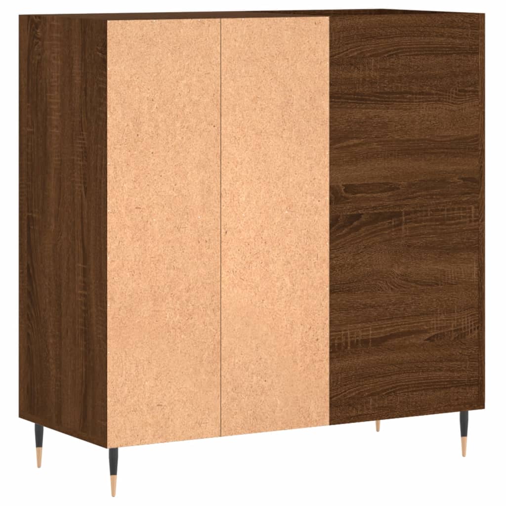 Record Cabinet Brown Oak Engineered Wood, Iron Medium