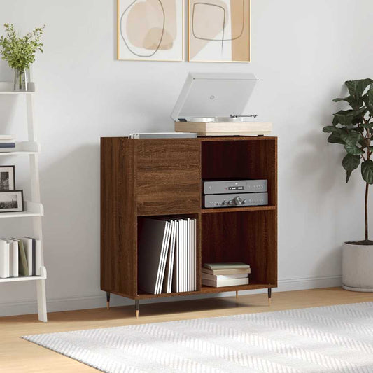Record Cabinet Brown Oak Engineered Wood, Iron Medium