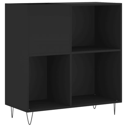 Record Cabinet Black Engineered wood, Iron 33.3x15.0x35.0 in