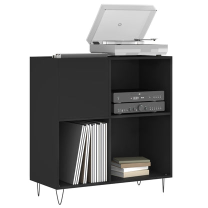 Record Cabinet Black Engineered wood, Iron 33.3x15.0x35.0 in