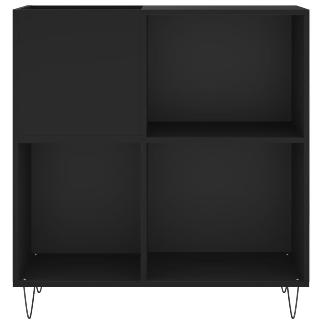 Record Cabinet Black Engineered wood, Iron 33.3x15.0x35.0 in