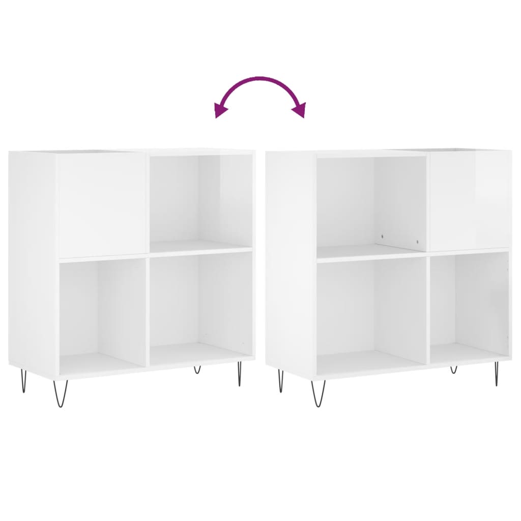 Record Cabinet High gloss white Engineered wood, iron
