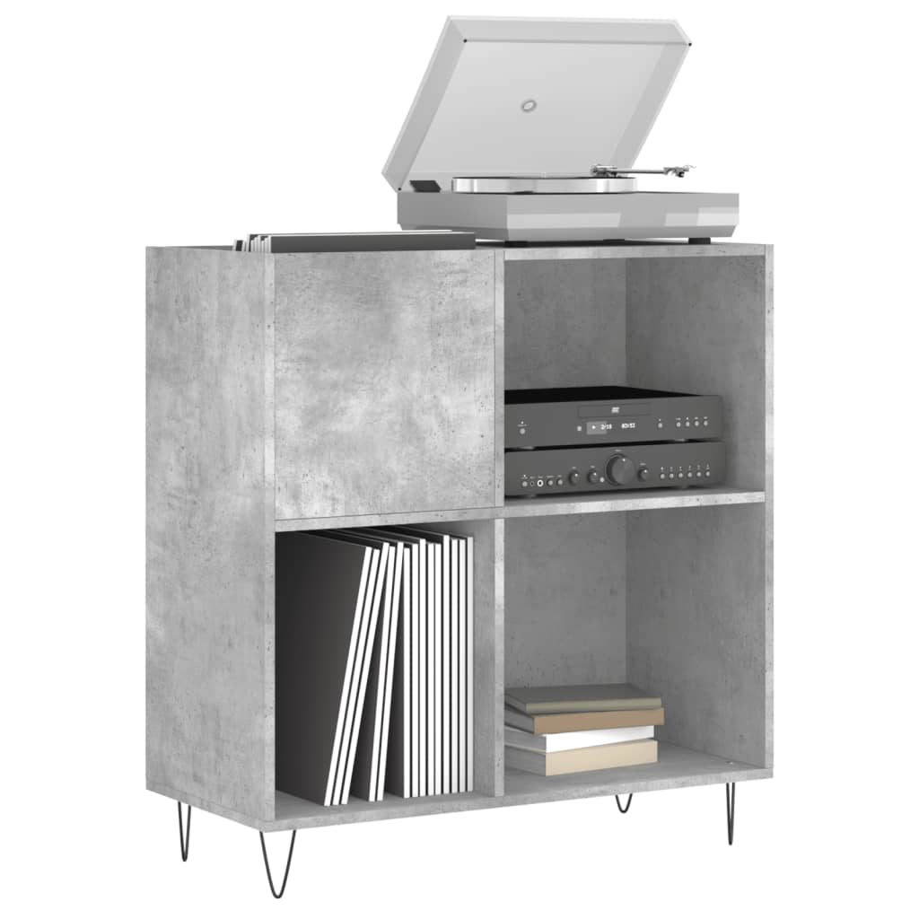 Record Cabinet Concrete Gray Engineered Wood, Iron Medium