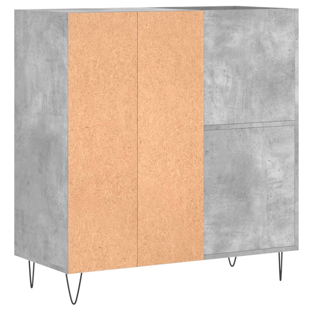 Record Cabinet Concrete Gray Engineered Wood, Iron Medium