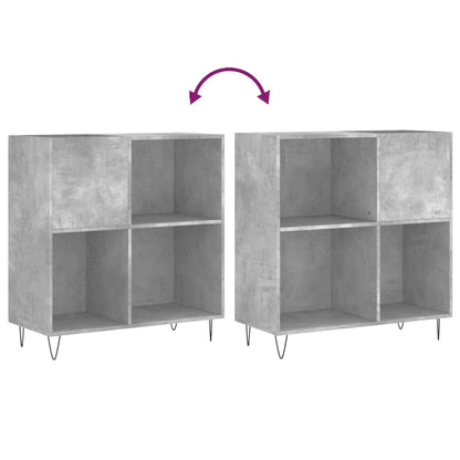 Record Cabinet Concrete Gray Engineered Wood, Iron Medium