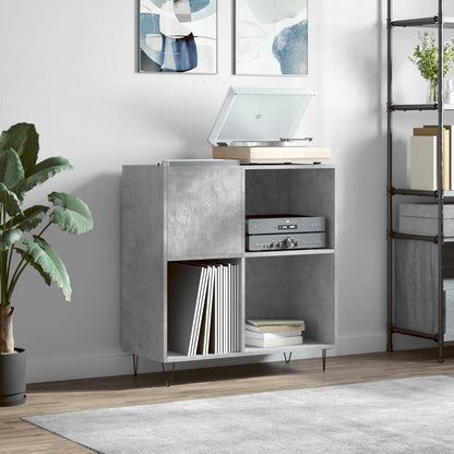 Record Cabinet Concrete Gray Engineered Wood, Iron Medium