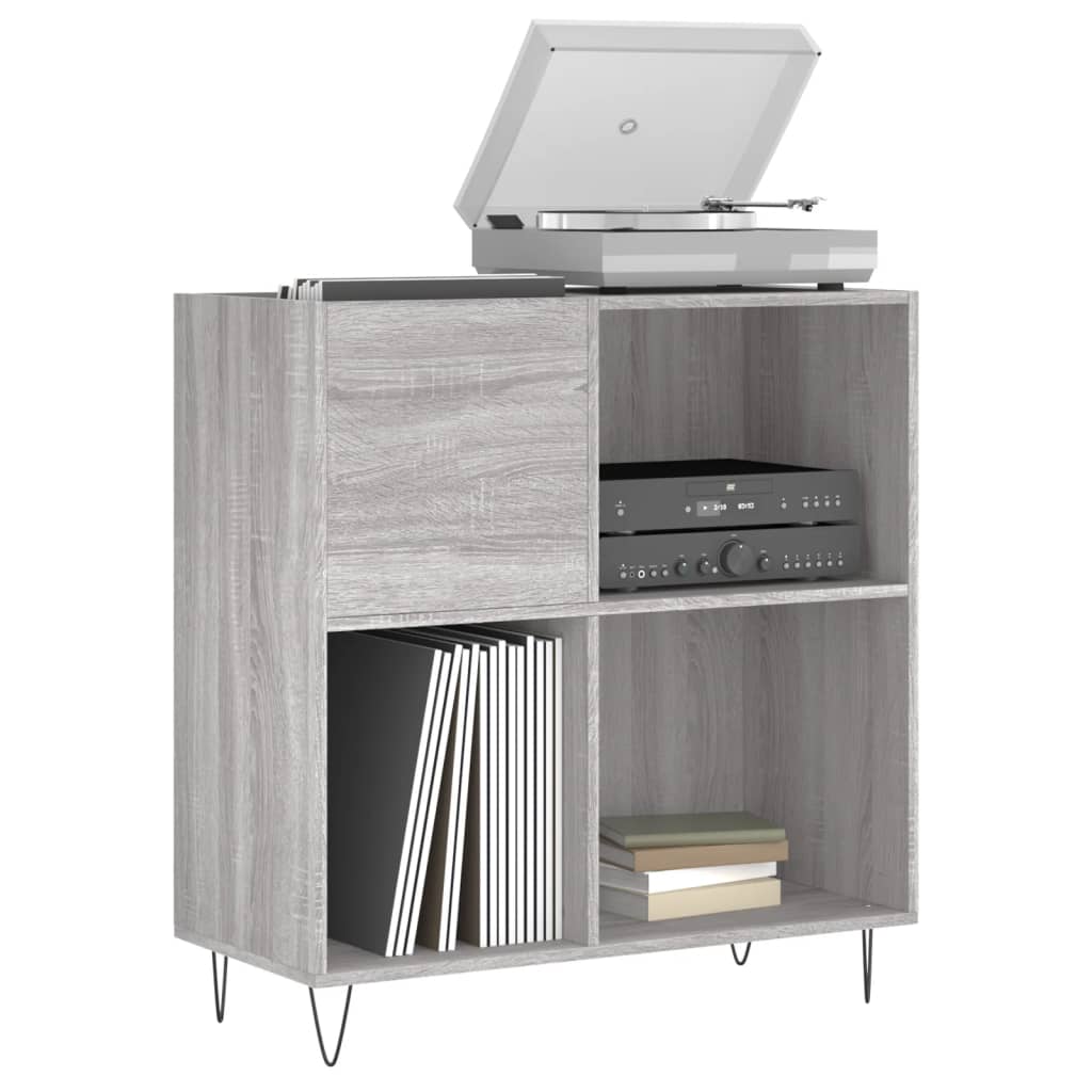 Record Cabinet Grey Sonoma Engineered Wood, Iron
