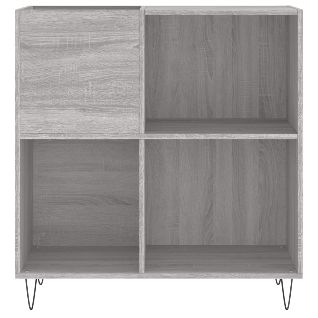 Record Cabinet Grey Sonoma Engineered Wood, Iron