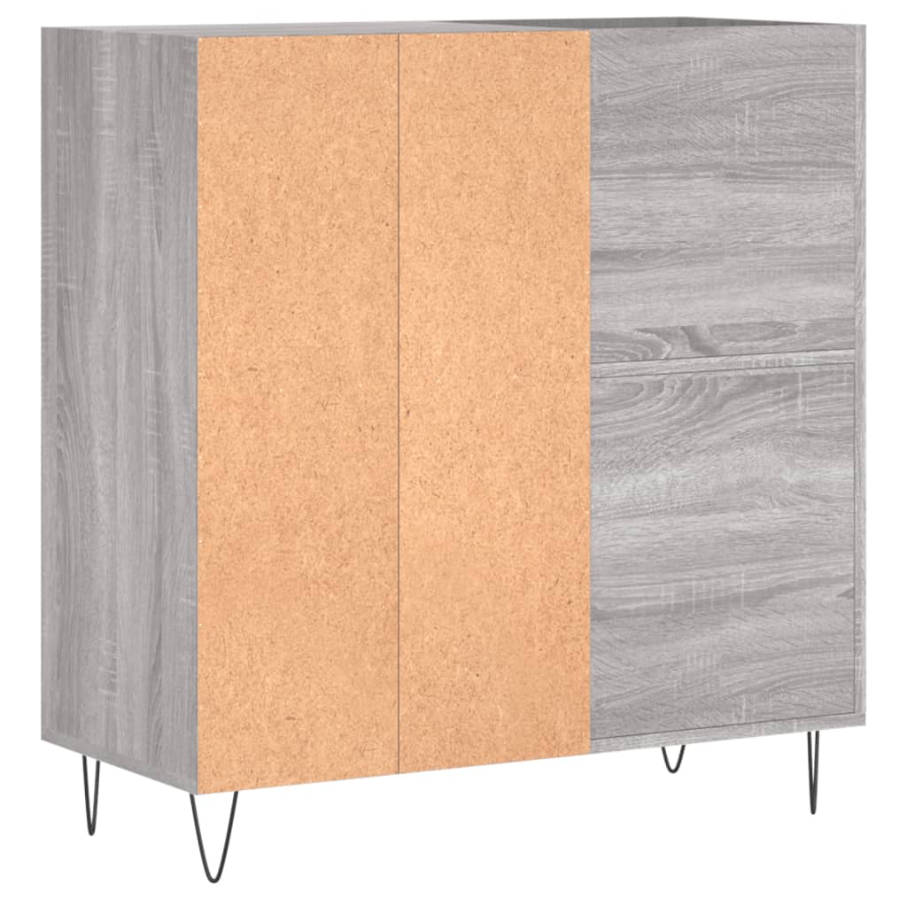 Record Cabinet Grey Sonoma Engineered Wood, Iron