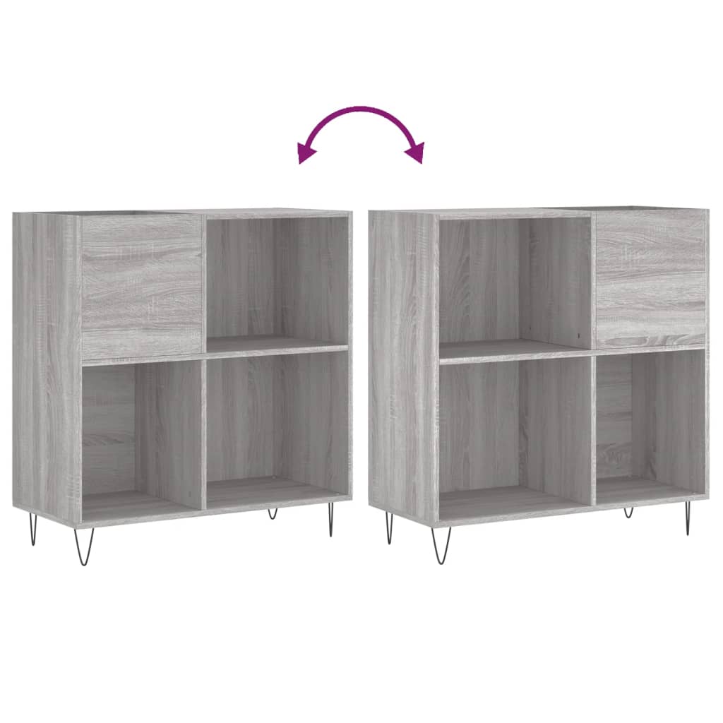 Record Cabinet Grey Sonoma Engineered Wood, Iron