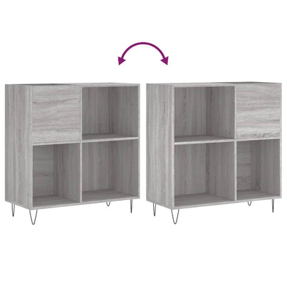 Record Cabinet Grey Sonoma Engineered Wood, Iron