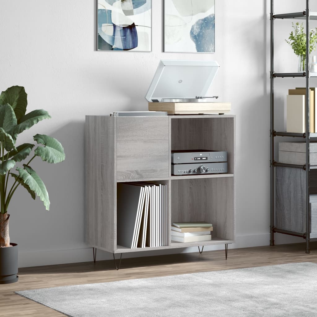 Record Cabinet Grey Sonoma Engineered Wood, Iron