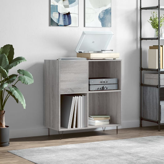 Record Cabinet Grey Sonoma Engineered Wood, Iron