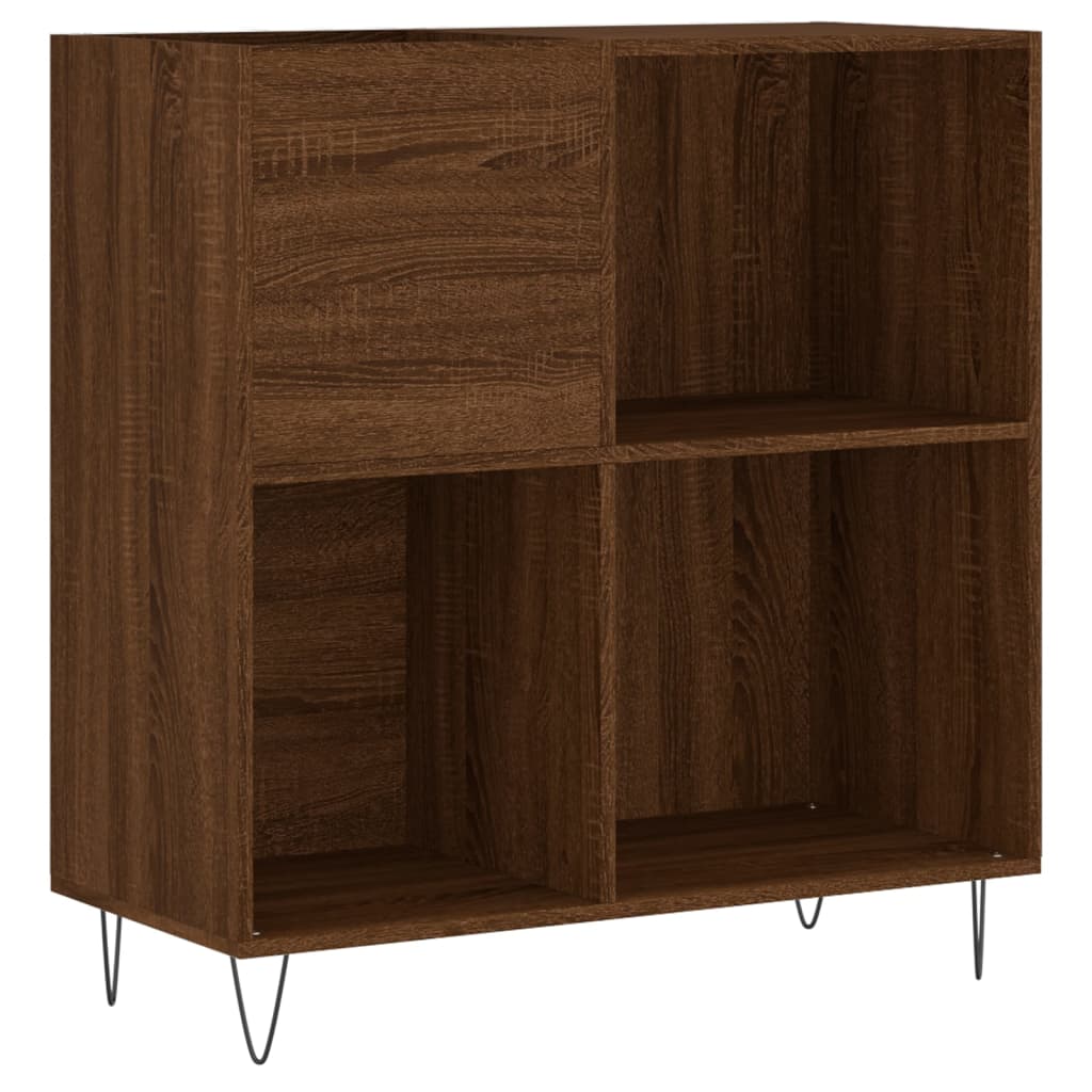 Record Cabinet Brown Oak Engineered Wood, Iron Medium