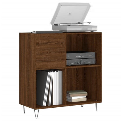 Record Cabinet Brown Oak Engineered Wood, Iron Medium