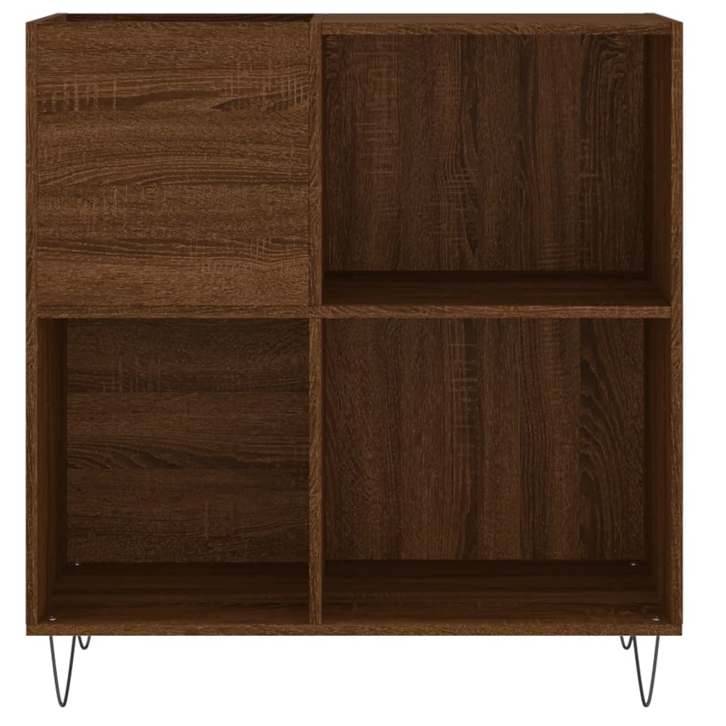 Record Cabinet Brown Oak Engineered Wood, Iron Medium