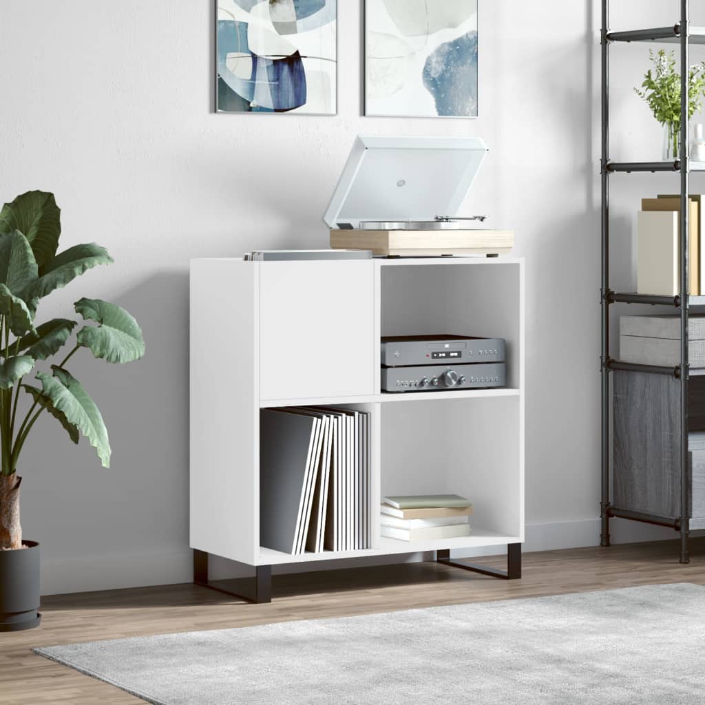 Record Cabinet White Engineered wood and iron Medium
