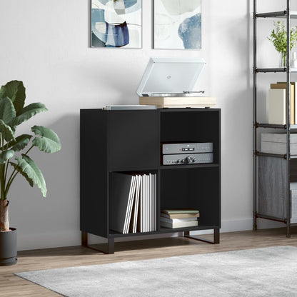Record Cabinet Black Engineered wood, Iron Medium Record Cabinet