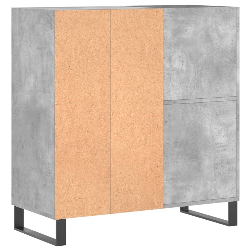 Record Cabinet Concrete Grey Engineered Wood Medium