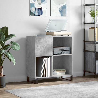 Record Cabinet Concrete Grey Engineered Wood Medium
