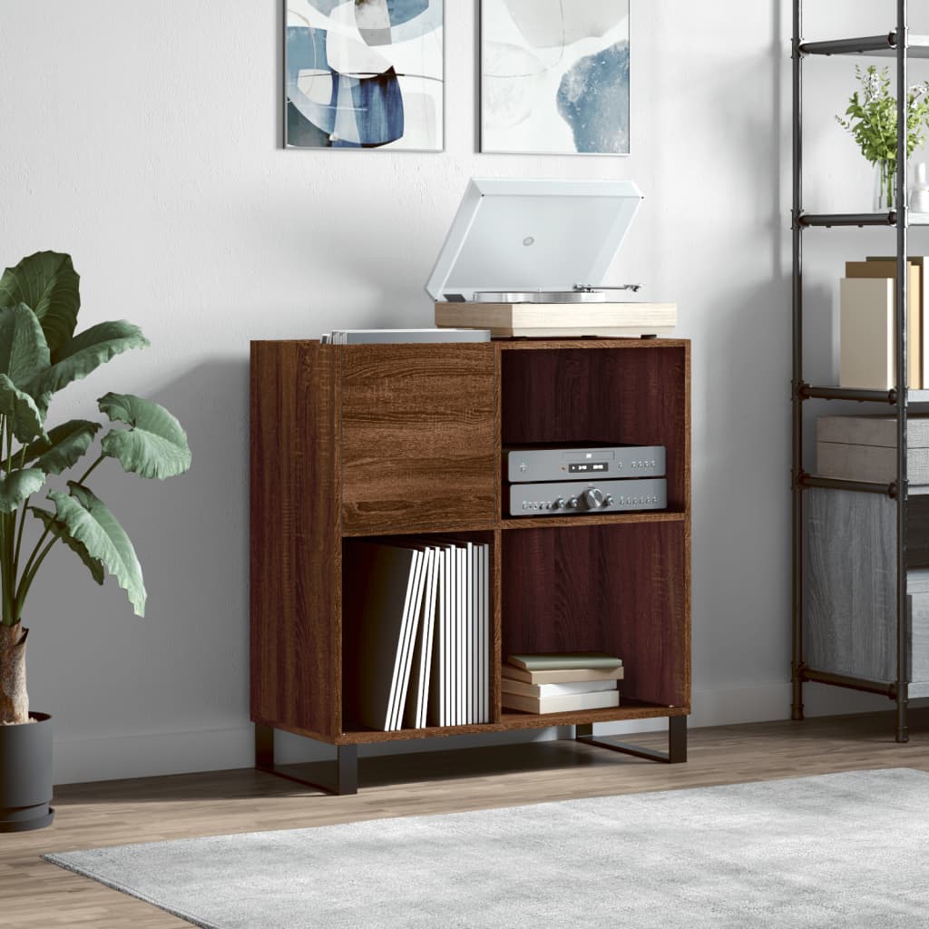 Record Cabinet Brown Oak Engineered wood and iron