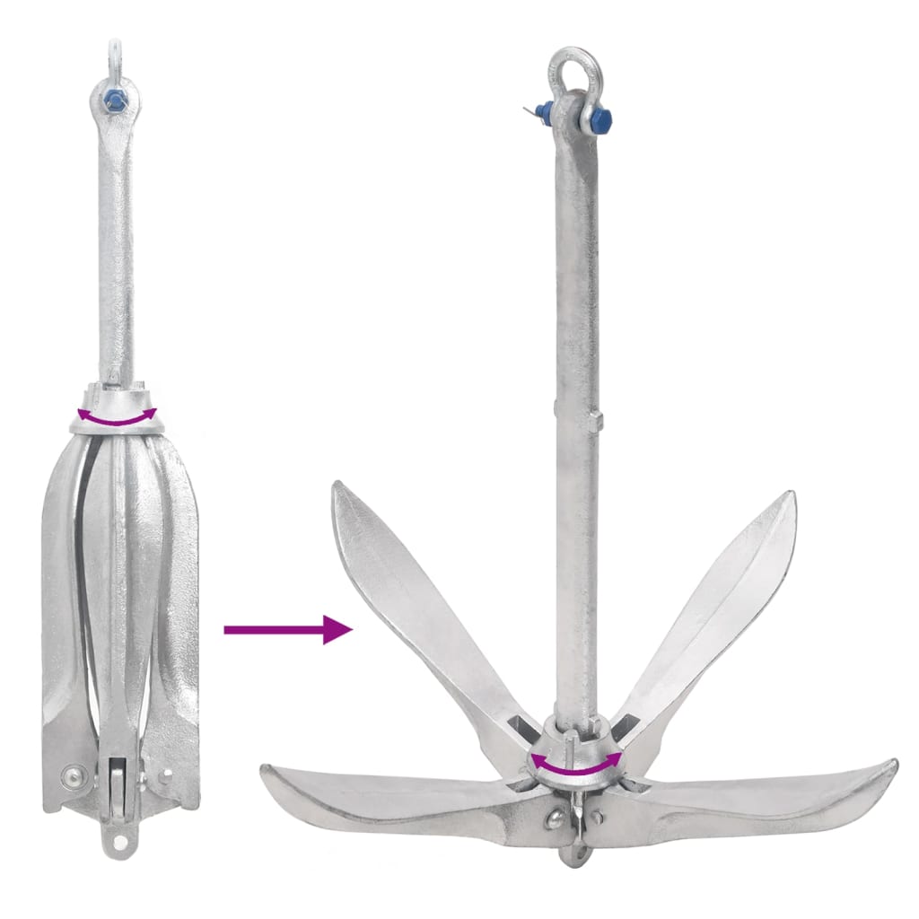 Folding Anchor Silver 22 lb Hot Dip Galvanized Cast Iron