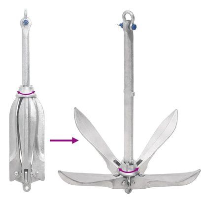 Folding Anchor Silver 22 lb Hot Dip Galvanized Cast Iron