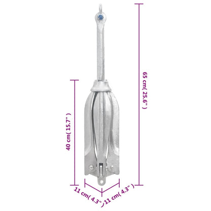 Folding Anchor Silver 22 lb Hot Dip Galvanized Cast Iron