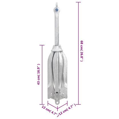 Folding Anchor Silver 26.5 lb Hot Dip Galvanized Cast Iron