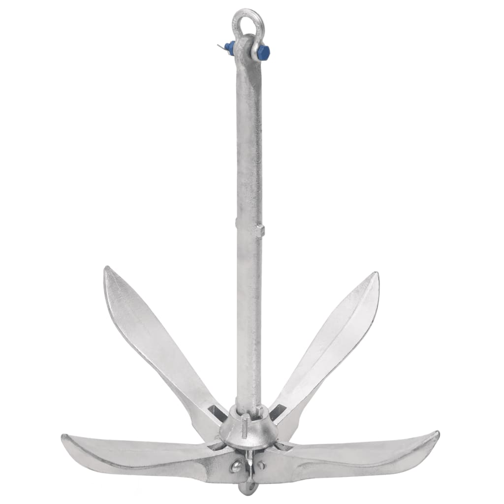 Folding Anchor with Rope Silver 22 lb Hot Dip Galvanized Cast Iron