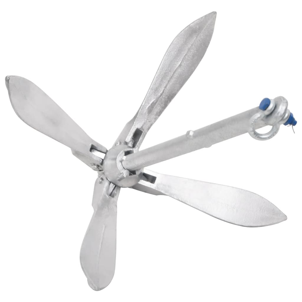 Folding Anchor with Rope Silver 22 lb Hot Dip Galvanized Cast Iron