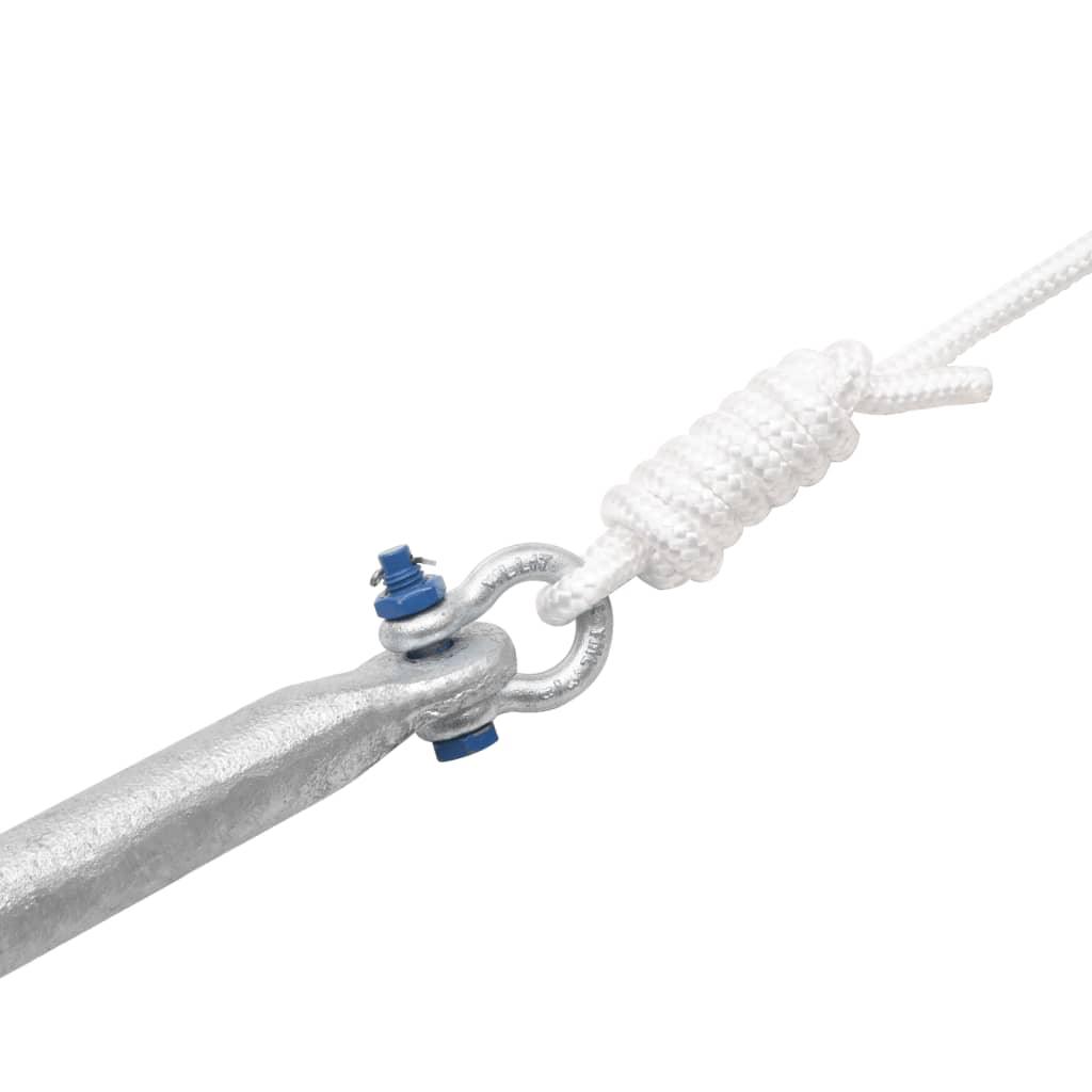 Folding Anchor with Rope Silver 22 lb Hot Dip Galvanized Cast Iron