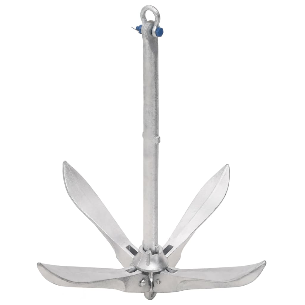 Folding Anchor with Rope Silver 26.5 lb Hot Dip Galvanized Cast Iron