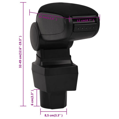 Car Armrest Black 4.7"x12.6"x(12.6"-19.3") ABS